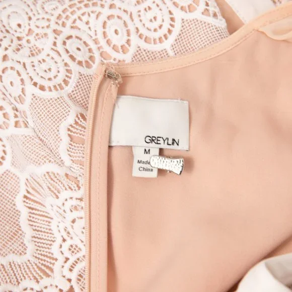 Anthropologie M Illusion Lace Sheath Mini Dress Pink - Picture 9 of 16